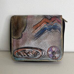 NEW Jane Yoo Vintage Hand Painted Leather Wallet
